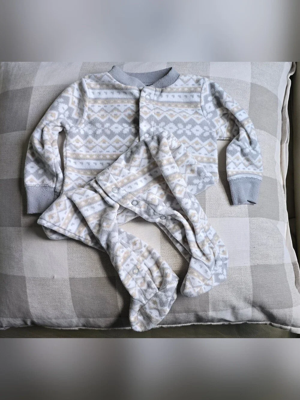 Geometric Southwestern Print Footed Pajamas Carter's Gray Beige White